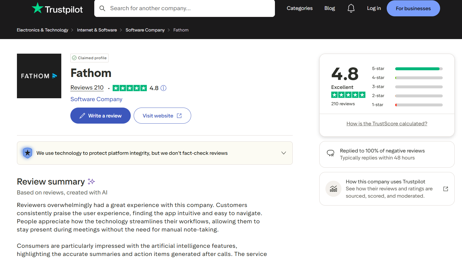 Fathom Reviews Trust Pilot